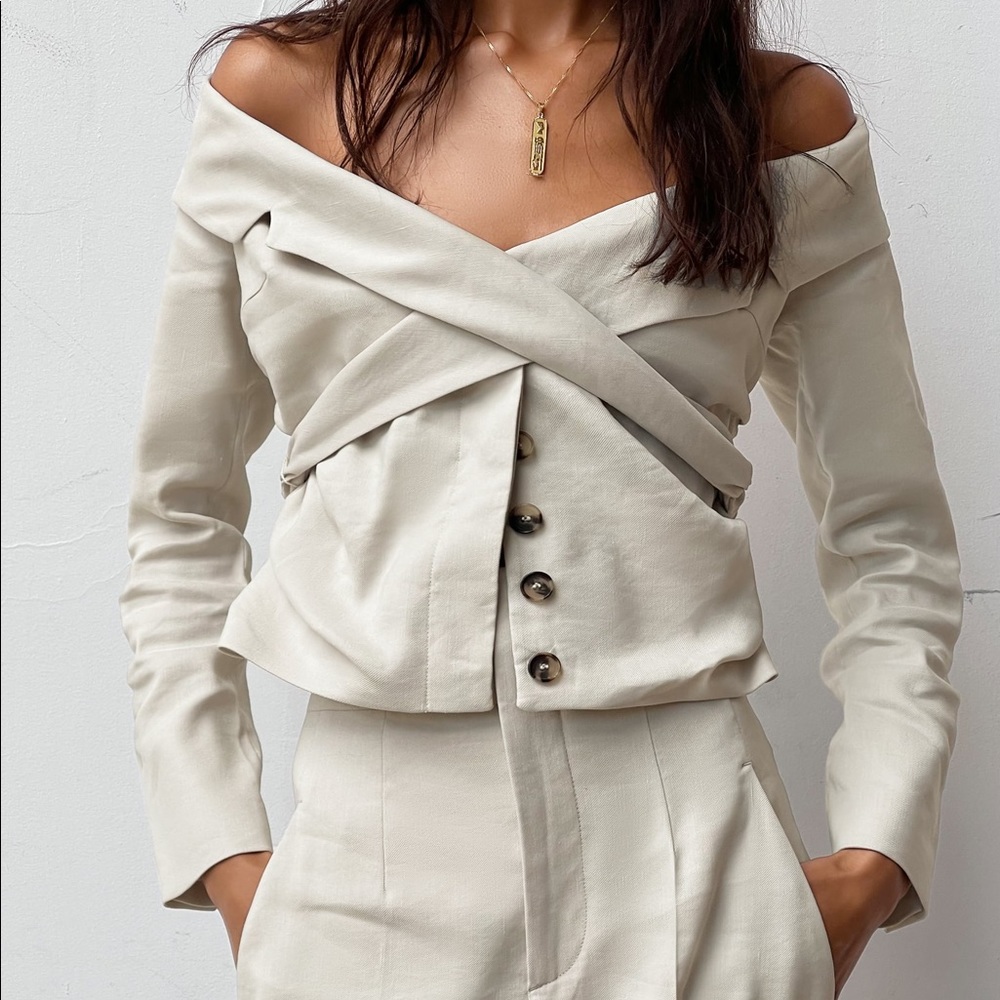 Zara Off the shoulder blazer top